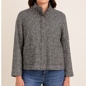 New Eileen Fisher Organic Cotton Tweed Stand Collar Jacket Size 2X NWOT